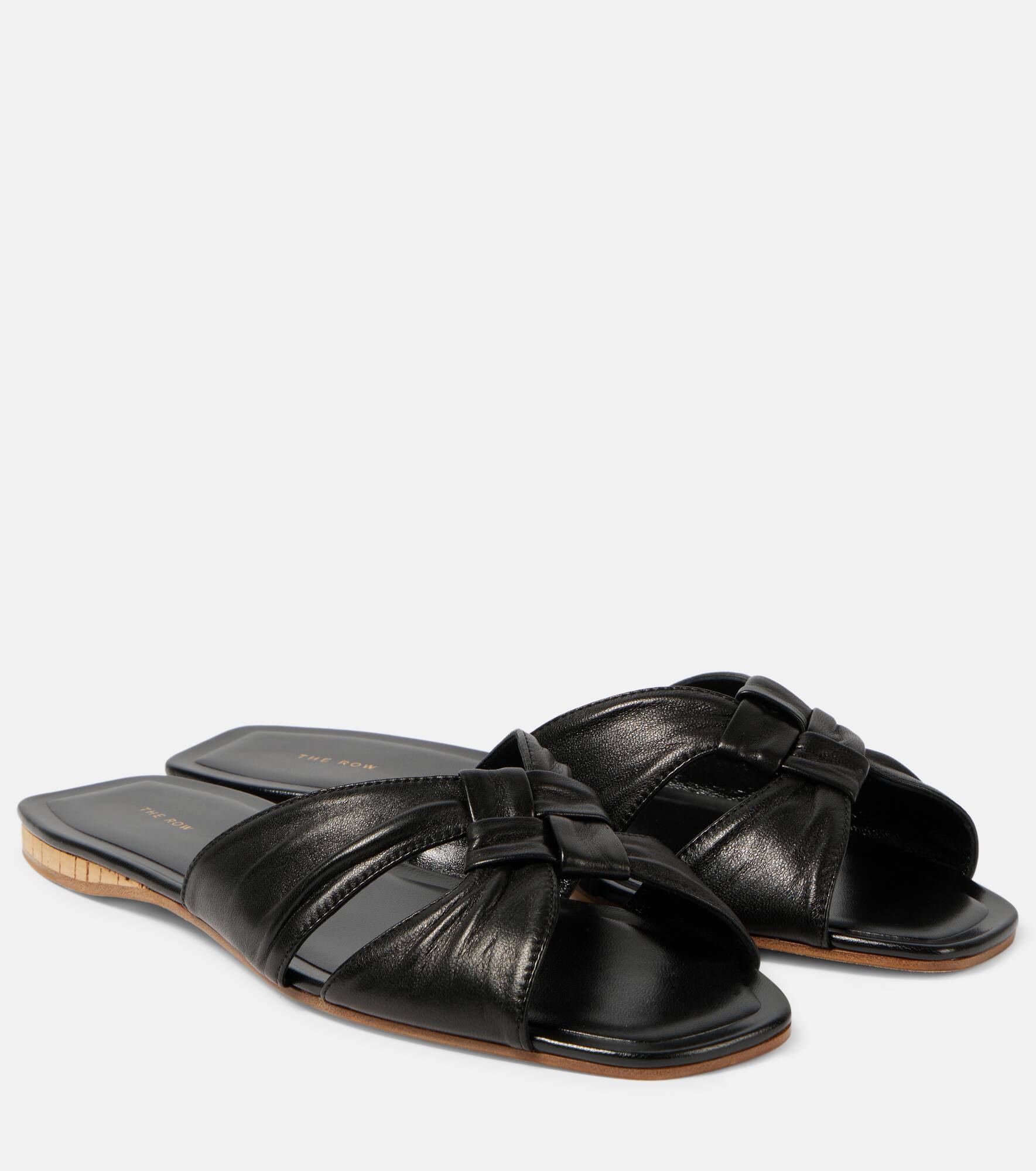 Soft Knot leather slides - 1