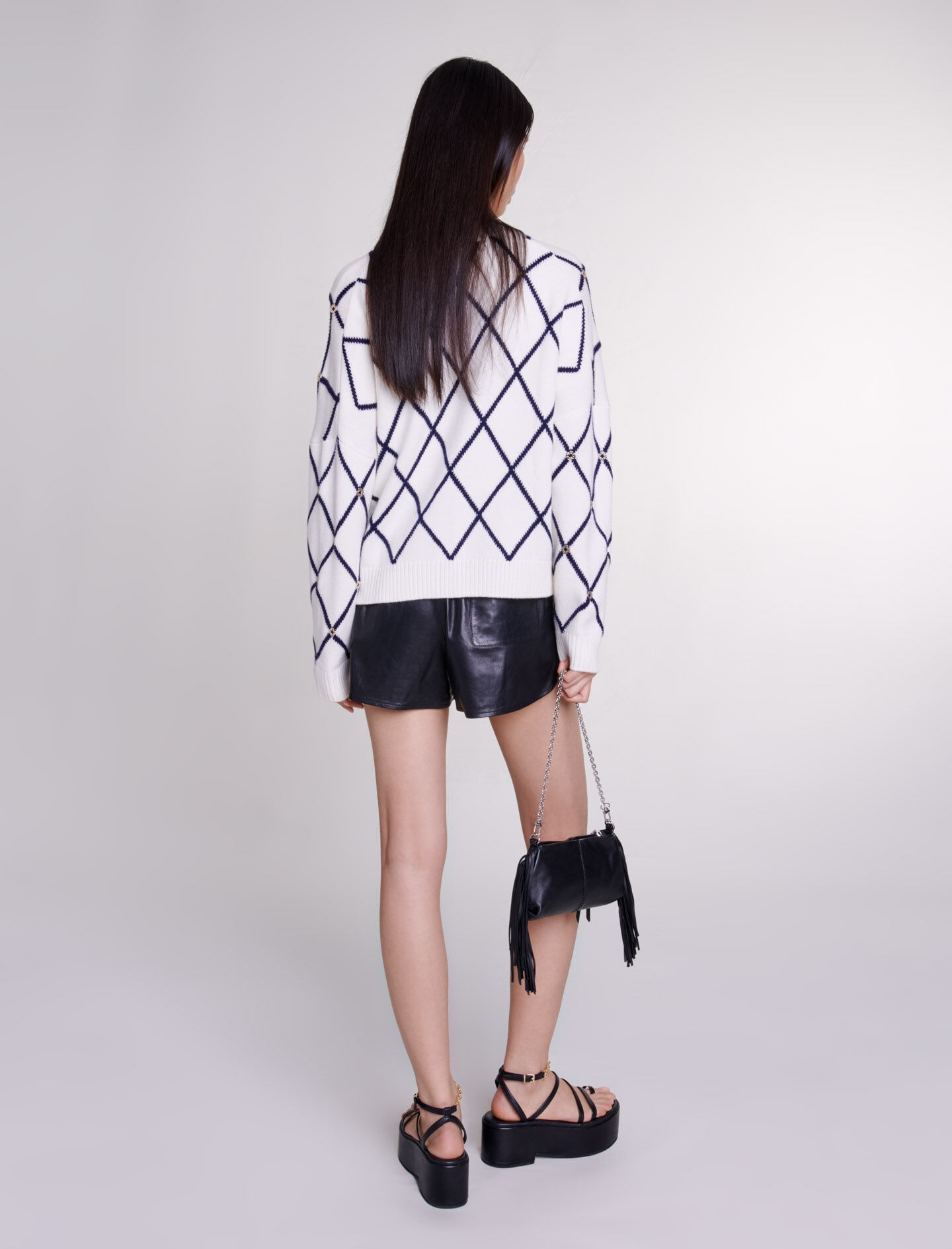 Diamond pattern knitted cardigan - 4