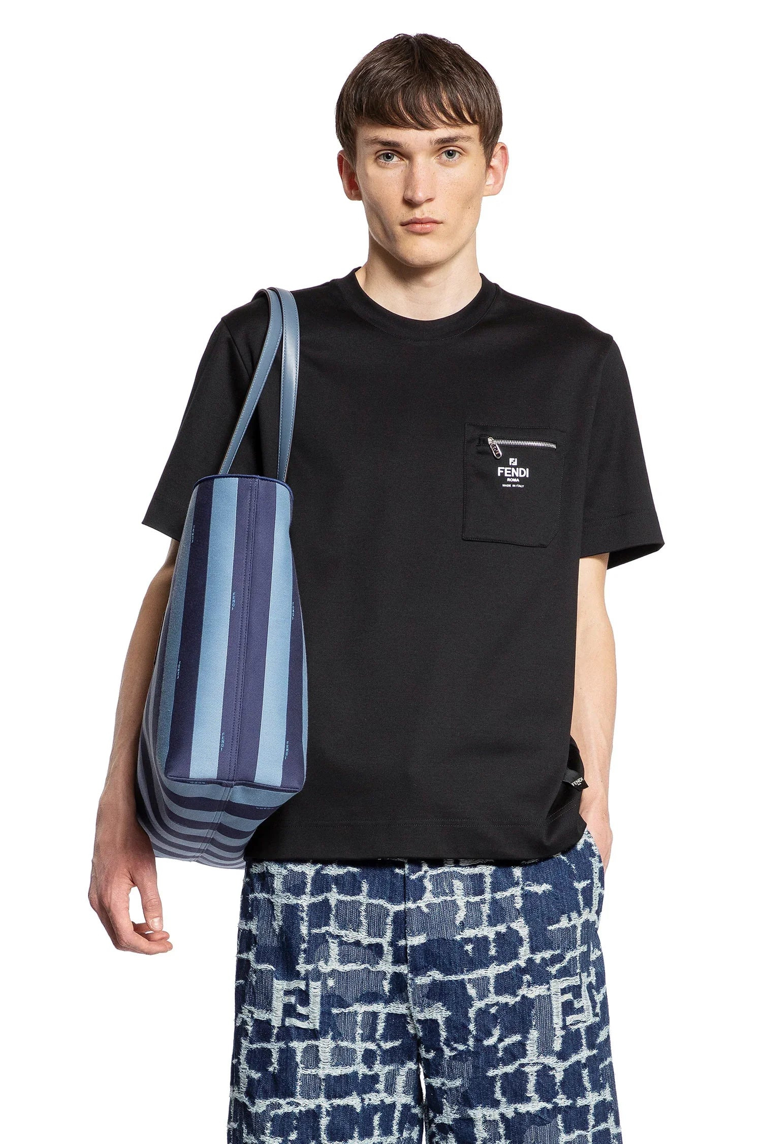 FENDI MAN BLACK T-SHIRTS - 5
