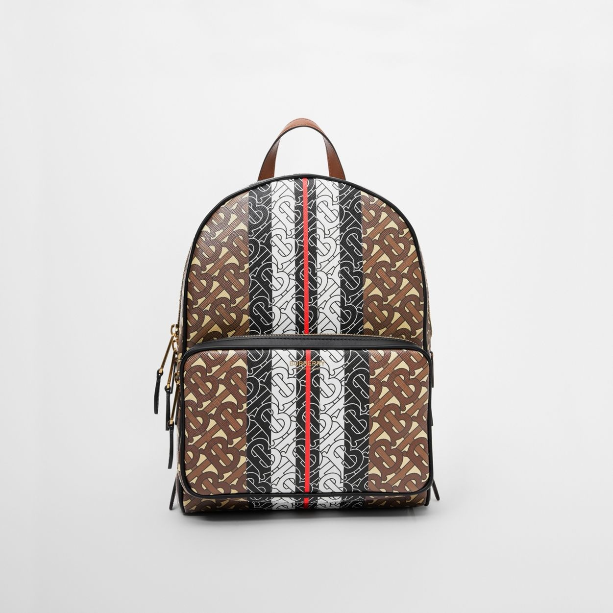 Monogram Stripe Print E-canvas Backpack - 1