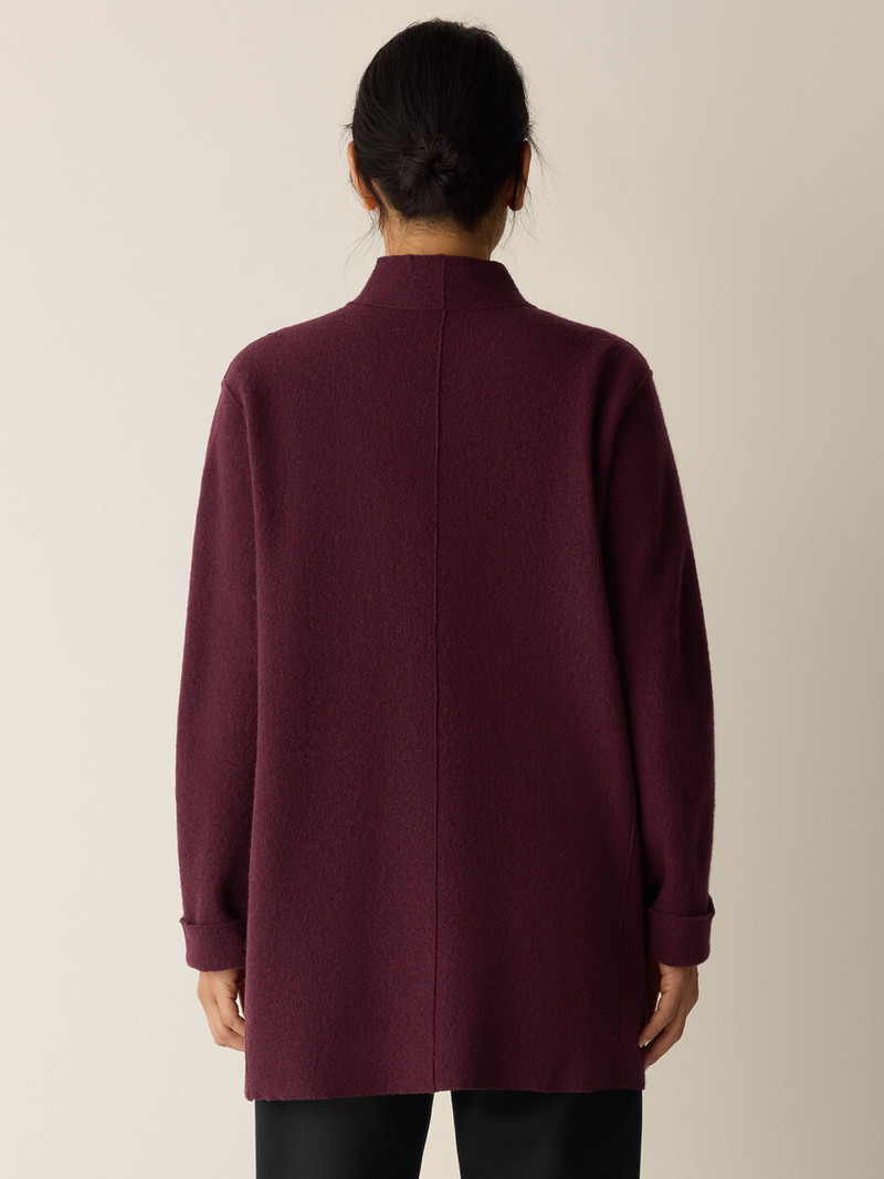 Lightweight Boiled Wool High Collar Jacket in Regenerative Wool 4