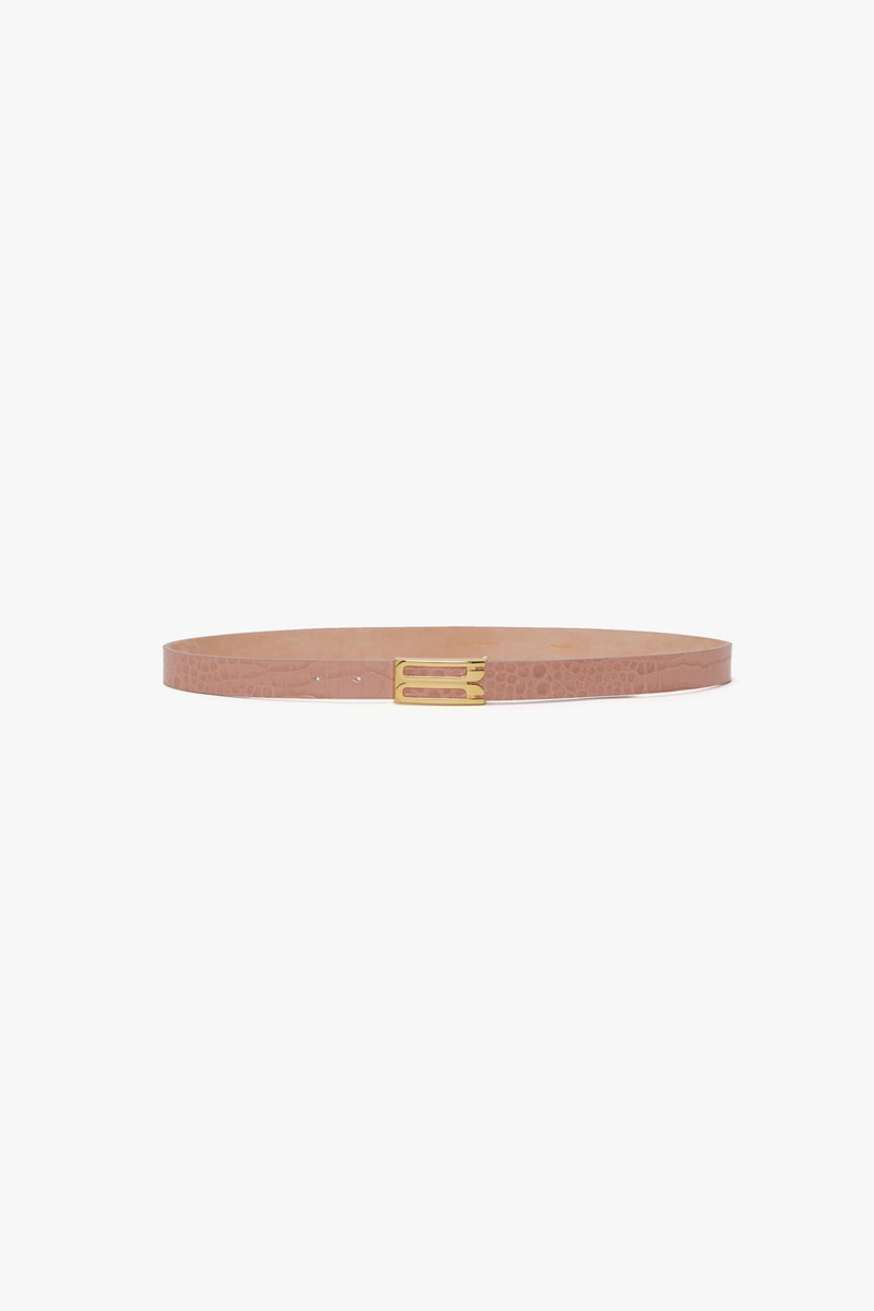 Frame Belt In Blush Pink Croc Embossed Leather 1