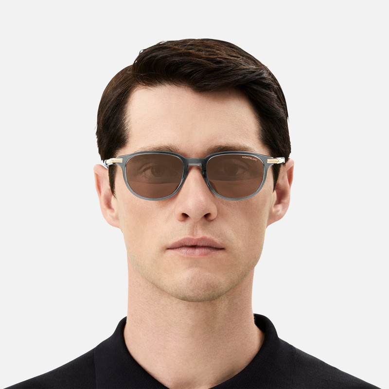 Montblanc Squared Sunglasses with Gray Colored Acetate Frame outlook