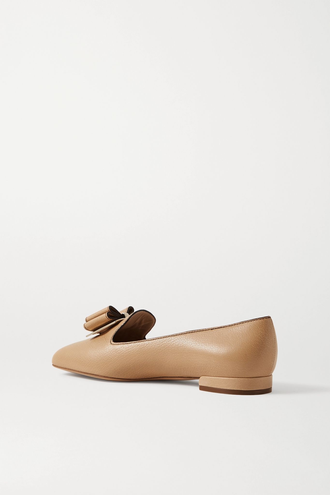 Zaneta bow-embellished textured-leather loafers - 3