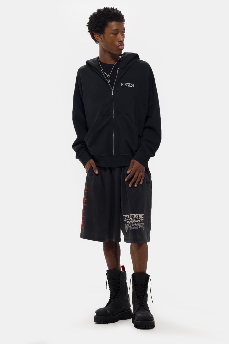 Routine Zip Hoodie in Faded Black - 2