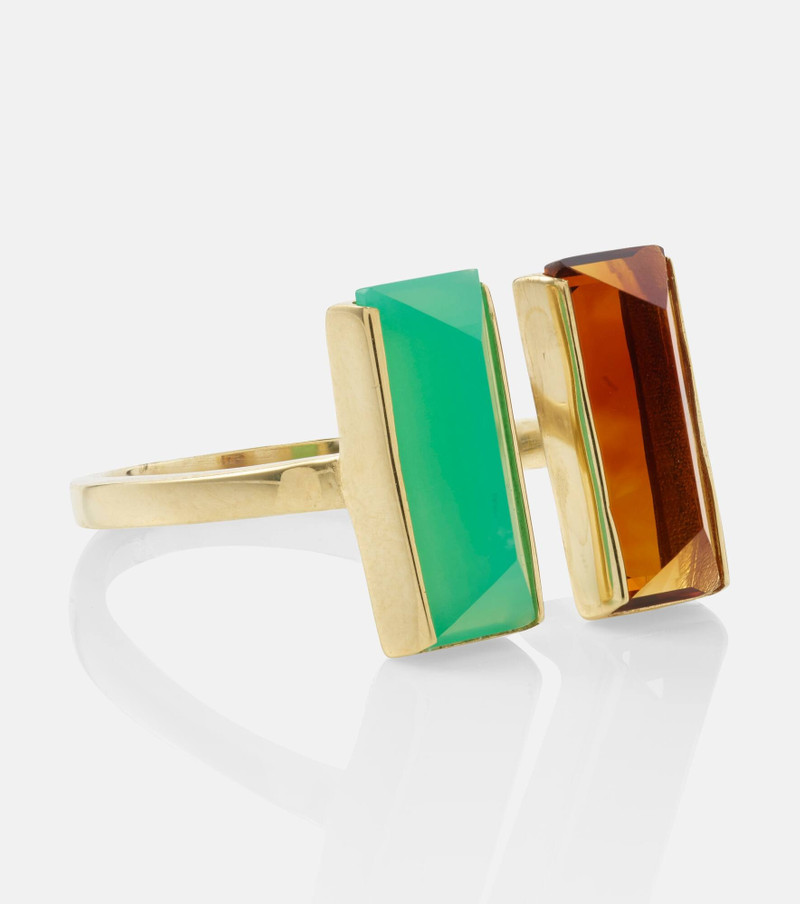 ALIITA Bi Maxi 9kt gold ring with chrysoprase and citrine outlook
