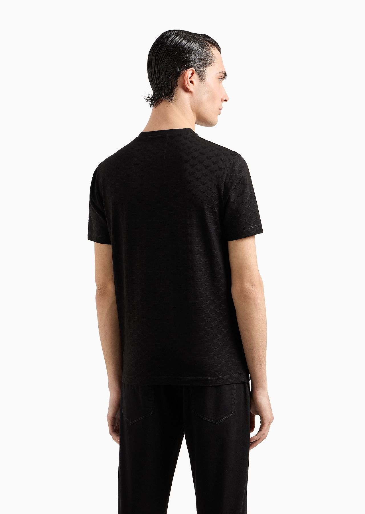 Mercerised-jersey T-shirt with all-over jacquard eagle - 3