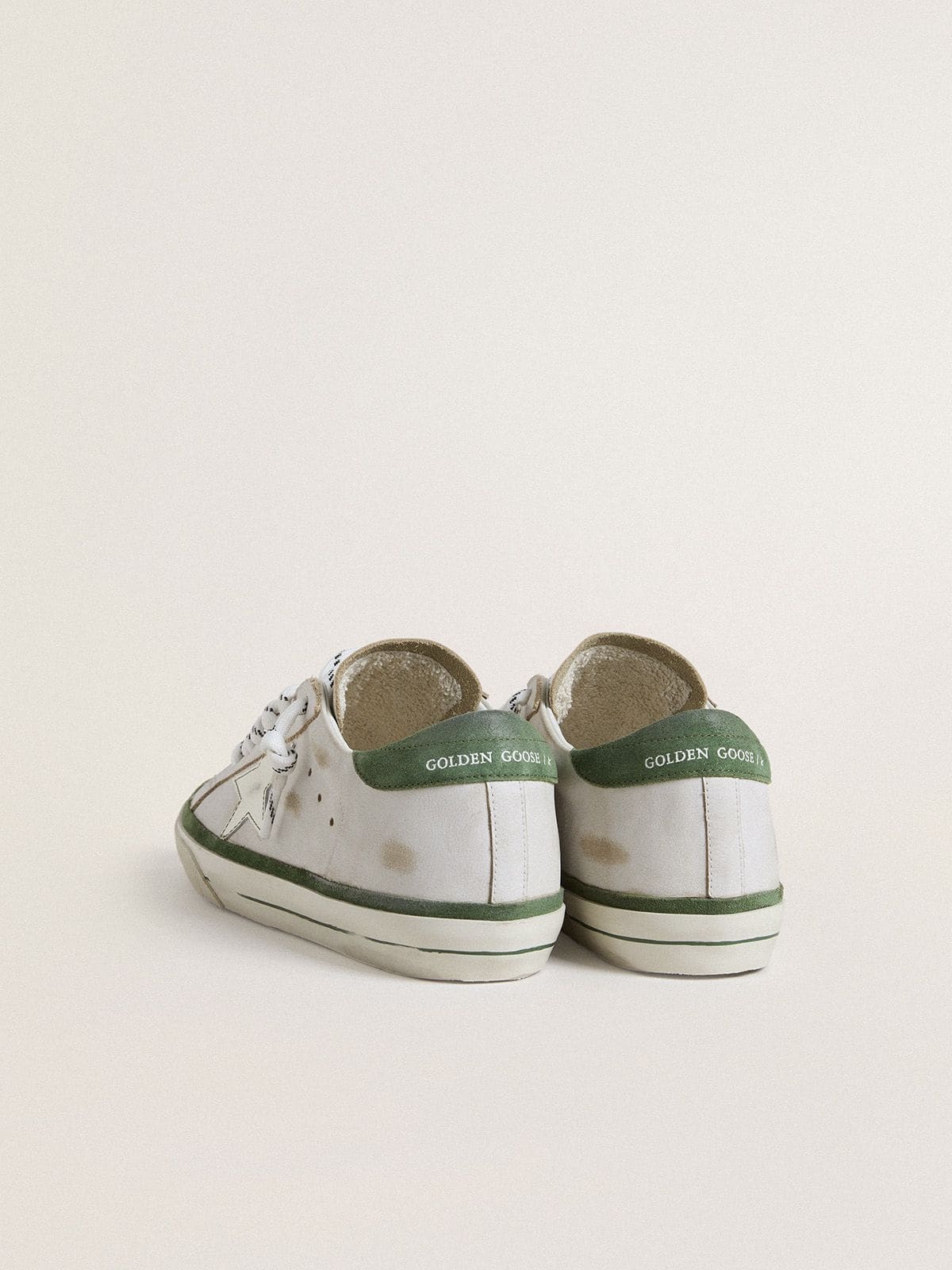 Super-Star LTD with white leather star and green suede heel tab - 4