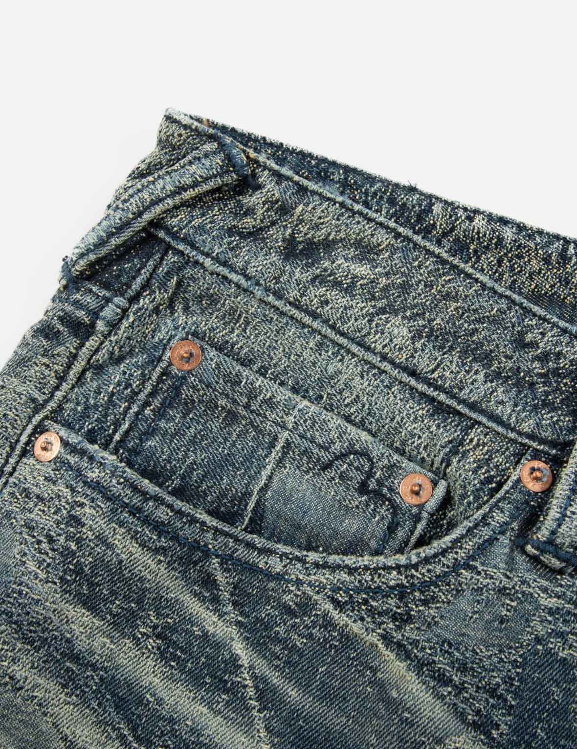 WASHED SEAGULL EMBROIDERY REGULAR STRAIGHT FIT JEANS #2008 - 5