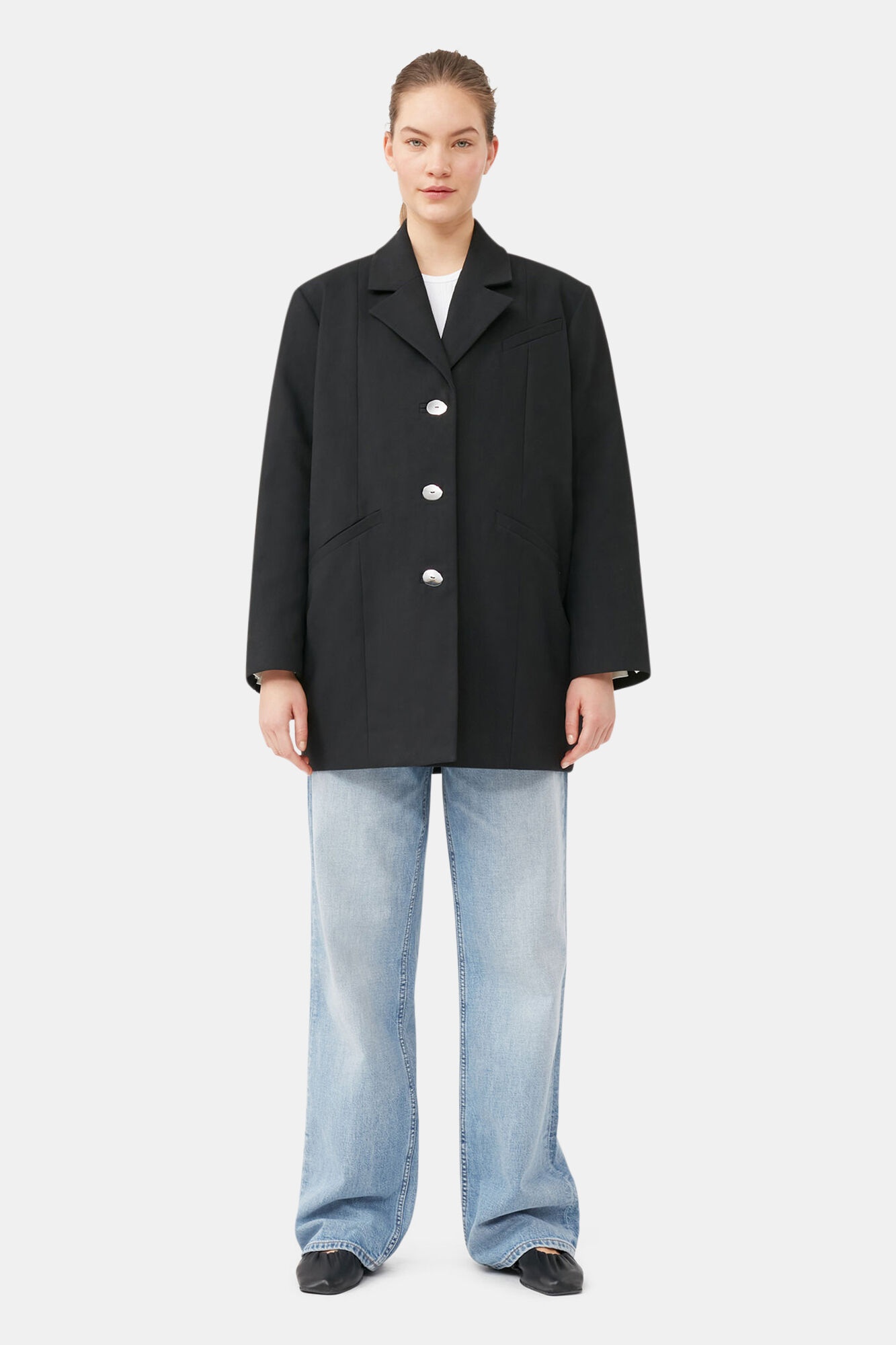 COTTON SUITING OVERSIZED BLAZER - 2