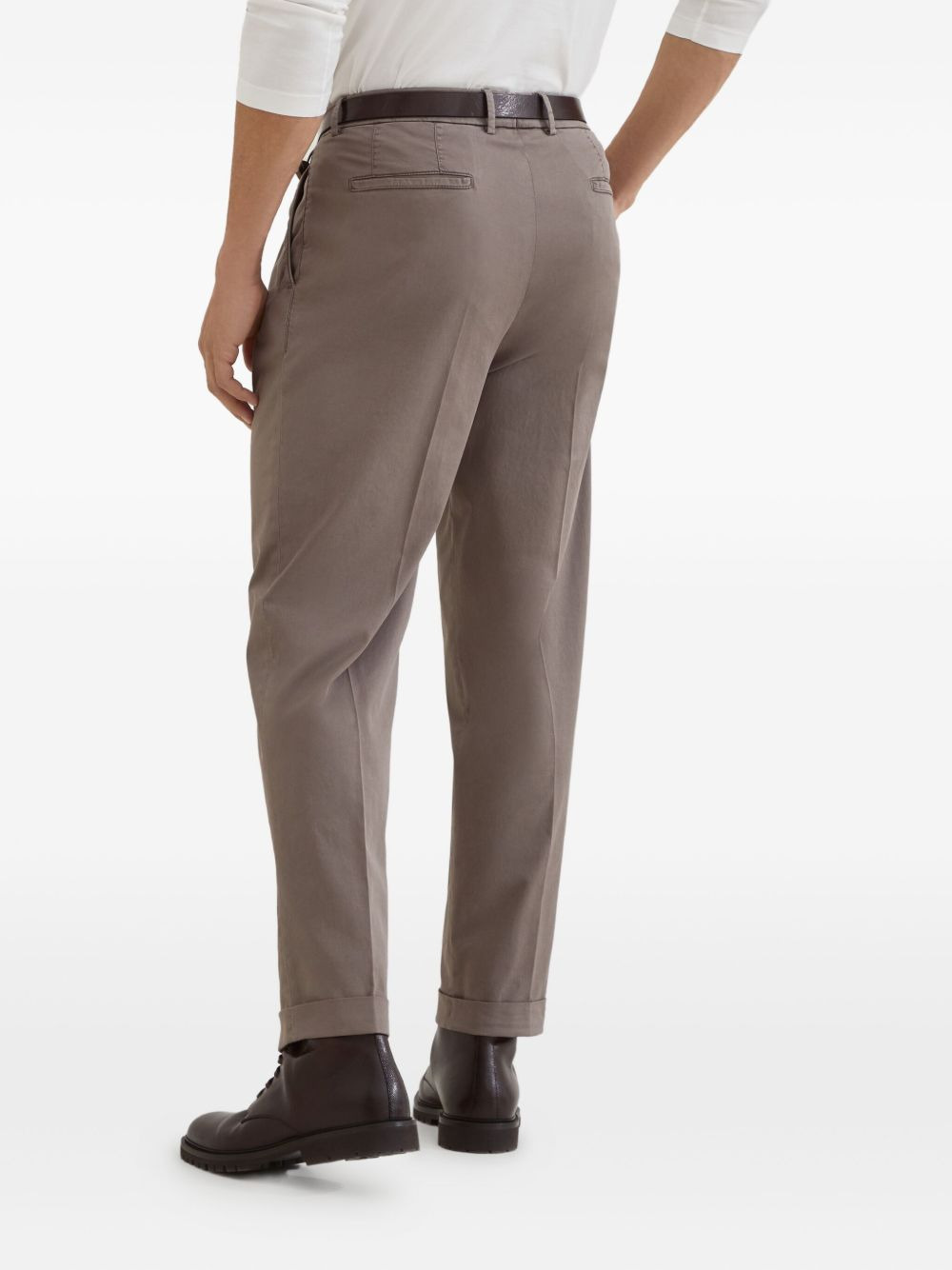 pleated cotton-blend trousers - 4