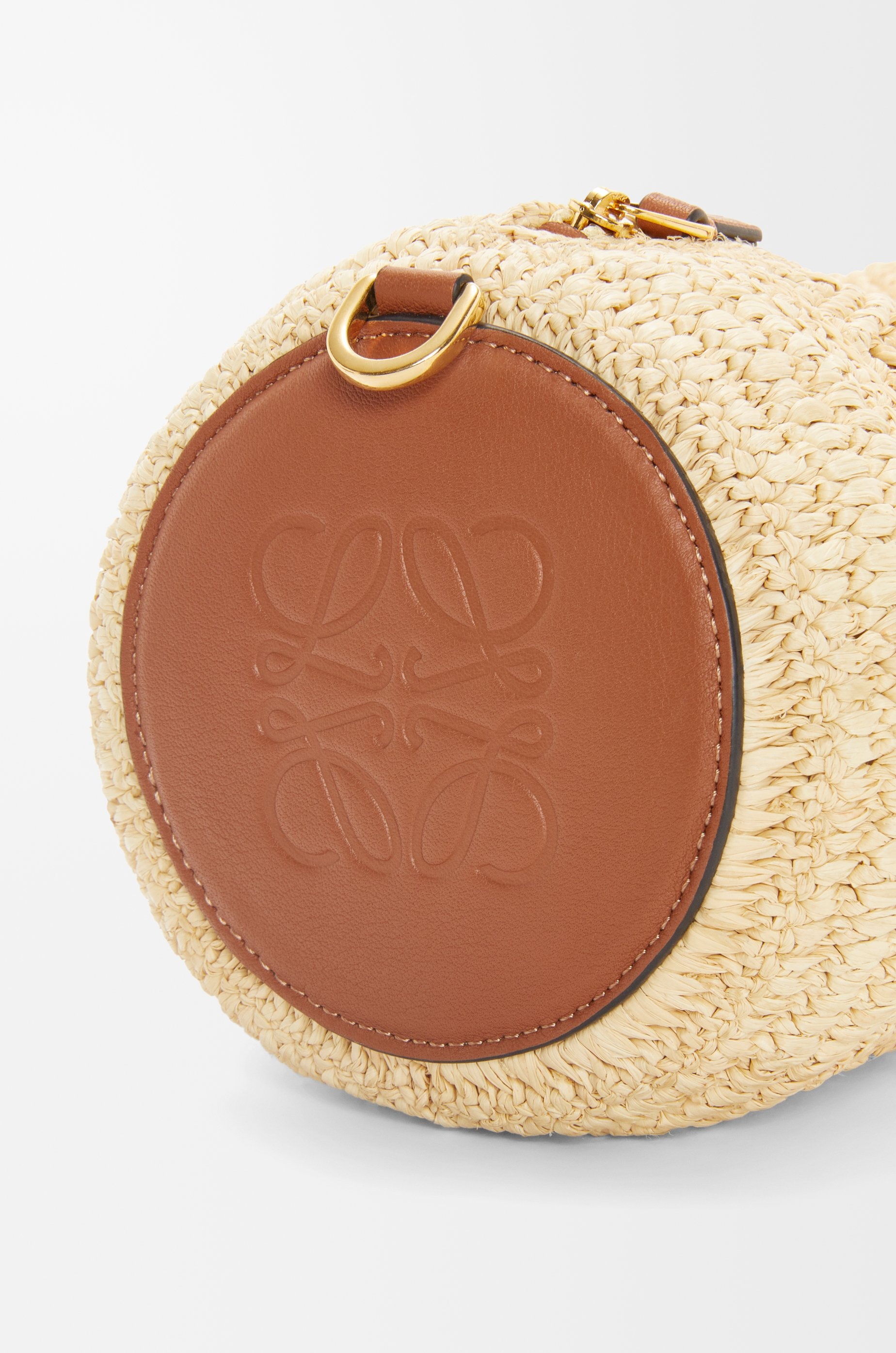 Bracelet pouch in raffia and calfskin - 7