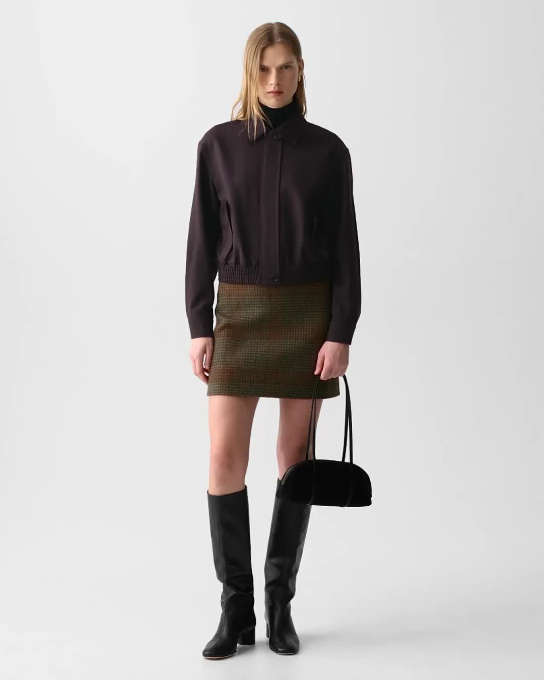 Cropped Track Jacket in Wool-Blend Flannel - 8