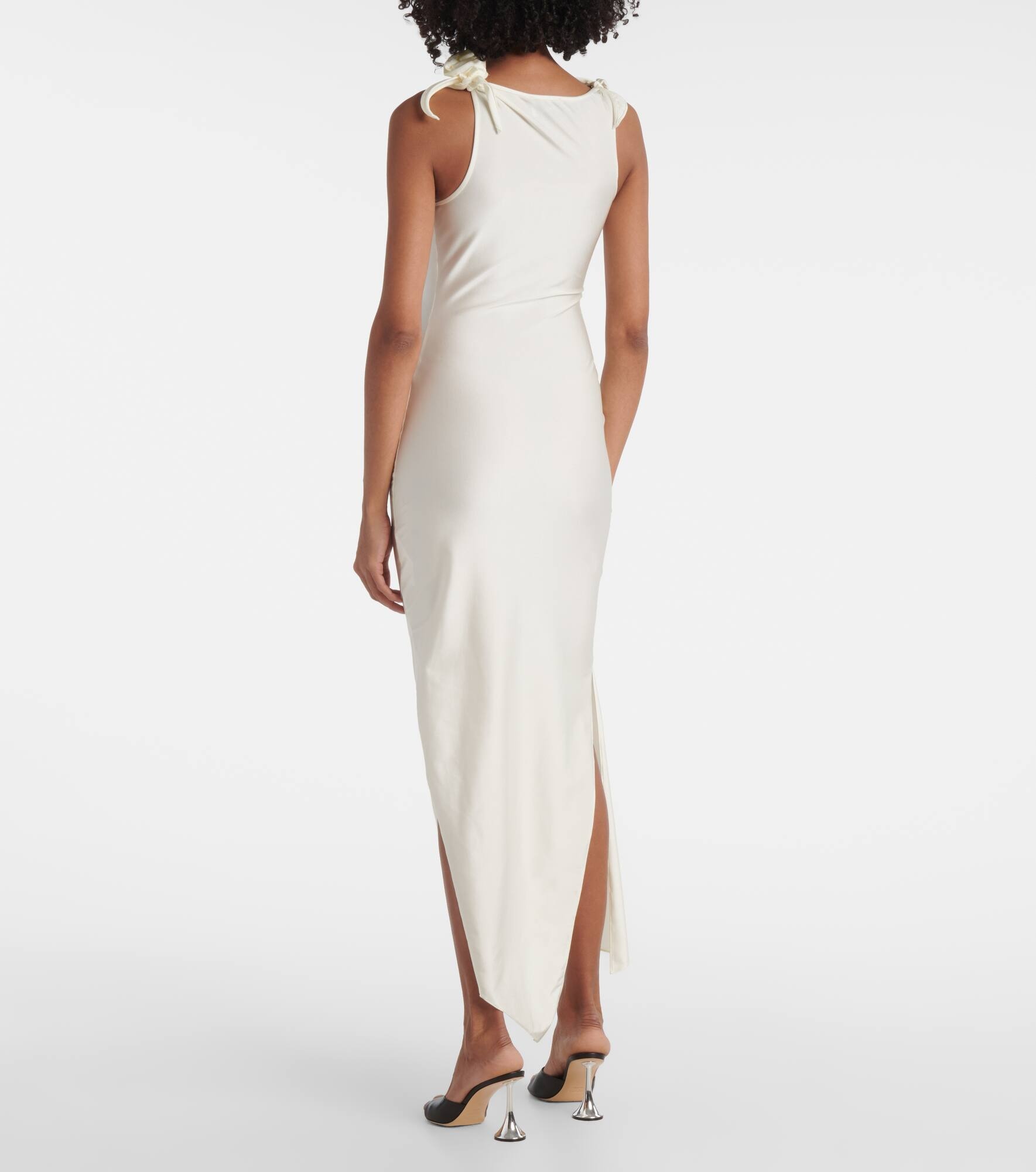 Embroidered asymmetric maxi dress - 3