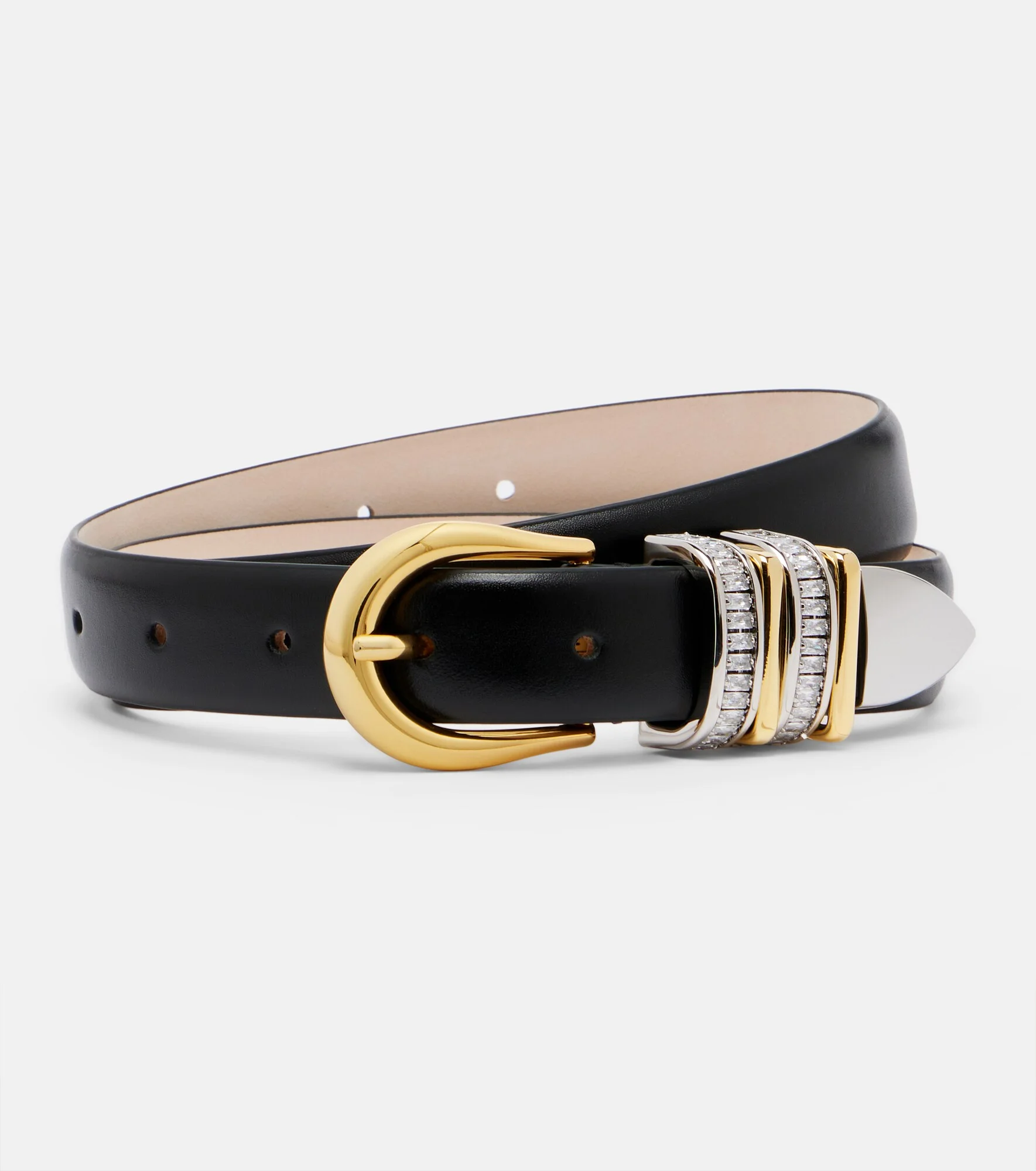 Hollyhock embellished leather belt - 1