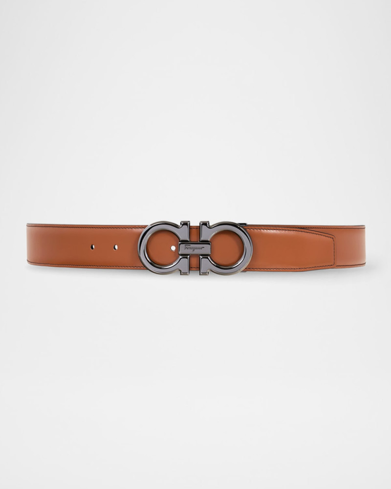 FERRAGAMO Men's Double Adjustable Leather Gancini Belt outlook