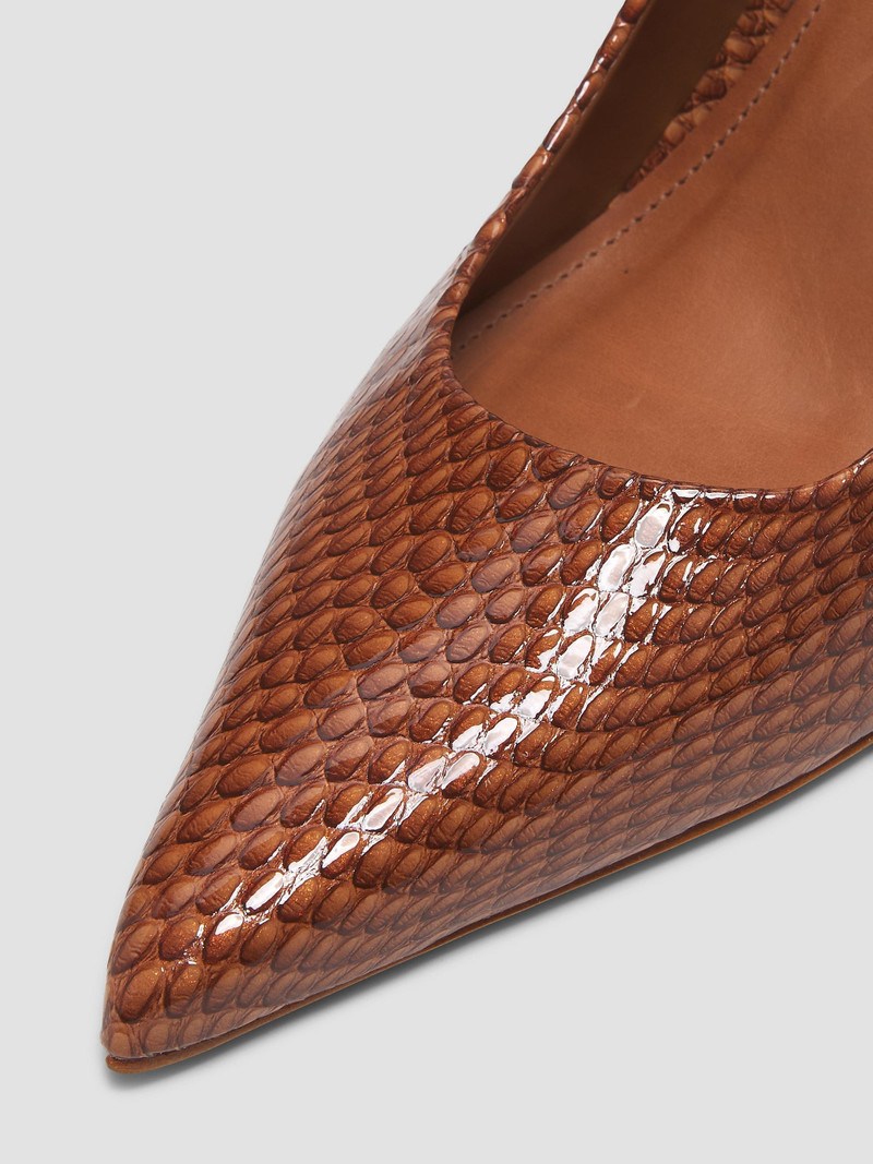 Women's Paola 90MM Snake-Embossed Leather Slingback Pumps - Miele 5