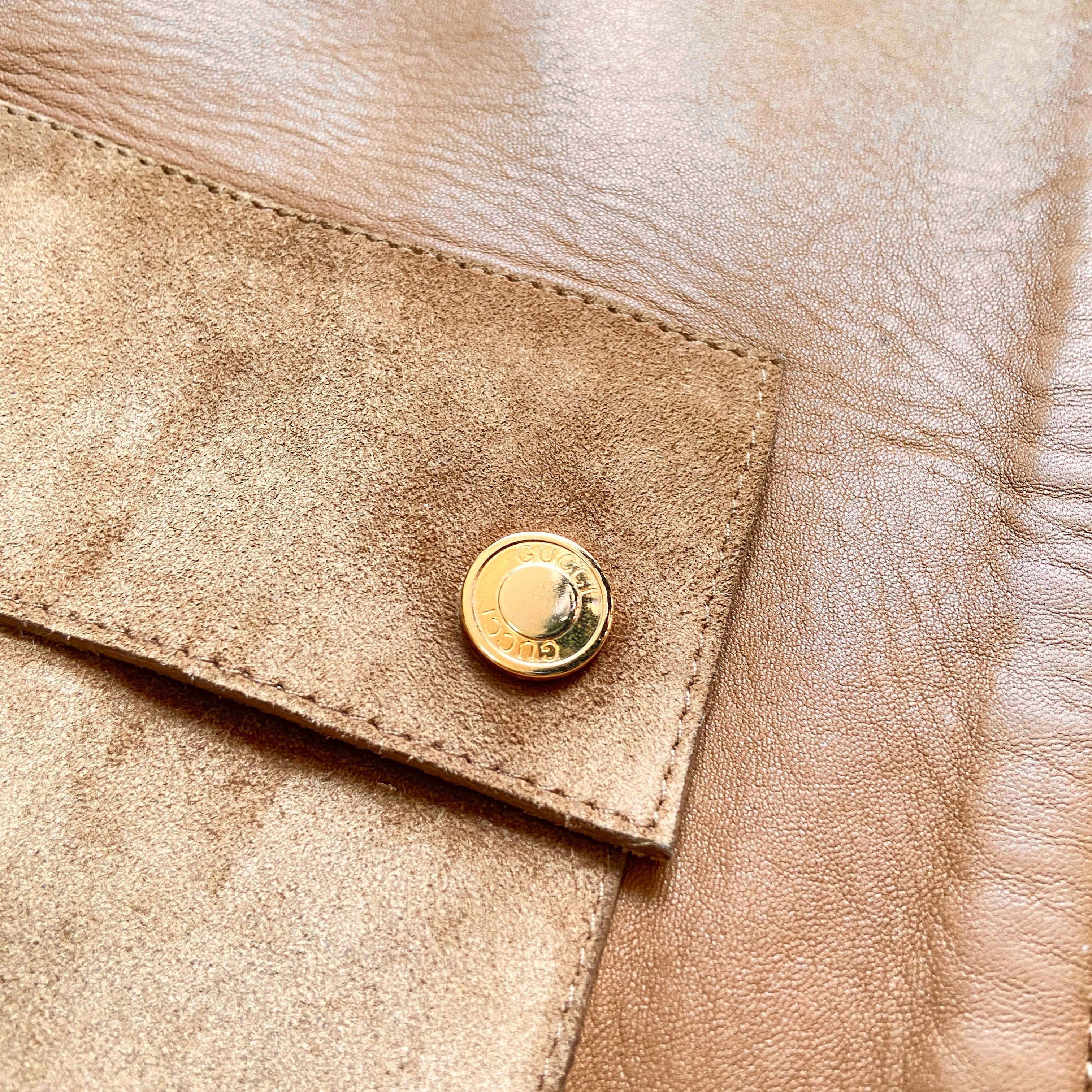 Gucci fall 2001 Tom Ford beige gold zip leather jacket - 11
