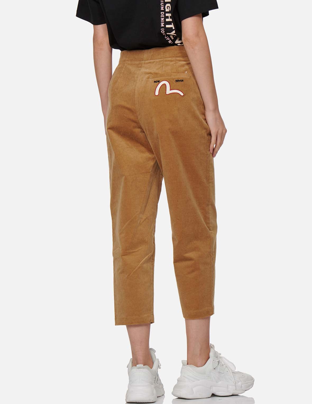 Seagull and Kamon Embroidery Corduroy Tapered Pants - 3