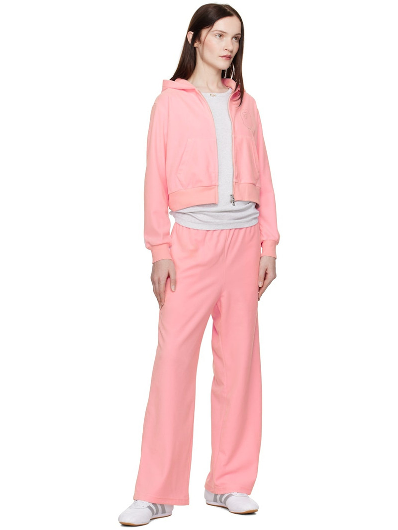A BATHING APE® Pink Crystal Stone Ape Head Velour Lounge Pants outlook