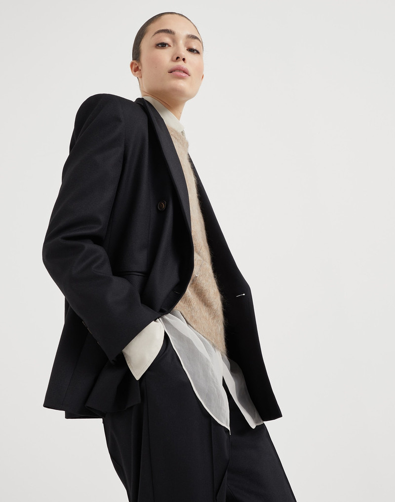 Virgin wool and cashmere flannel blazer with monili 4