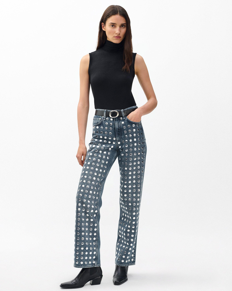 Shea Relaxed Straight Jeans Lightweight Rigid in Studded Kingston 2