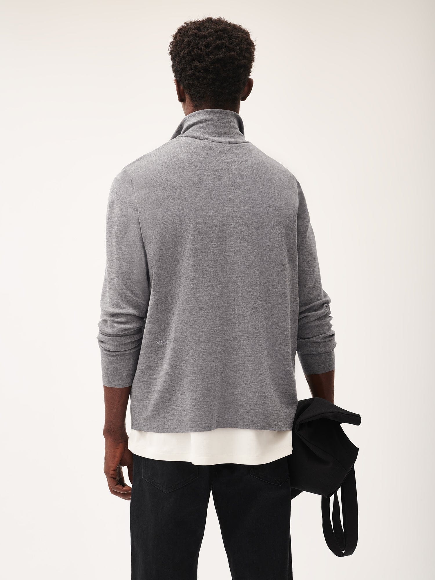 Mens Regenerative Merino Wool Half-Zip Sweater - Grey Marl - 3