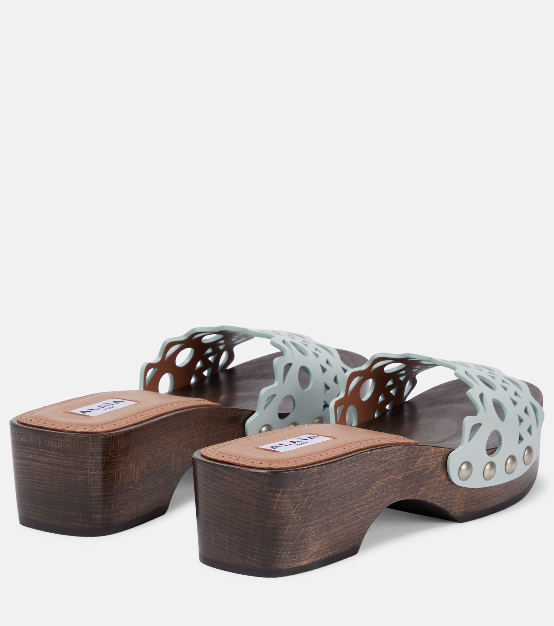 Vienne leather and wood slides - 3