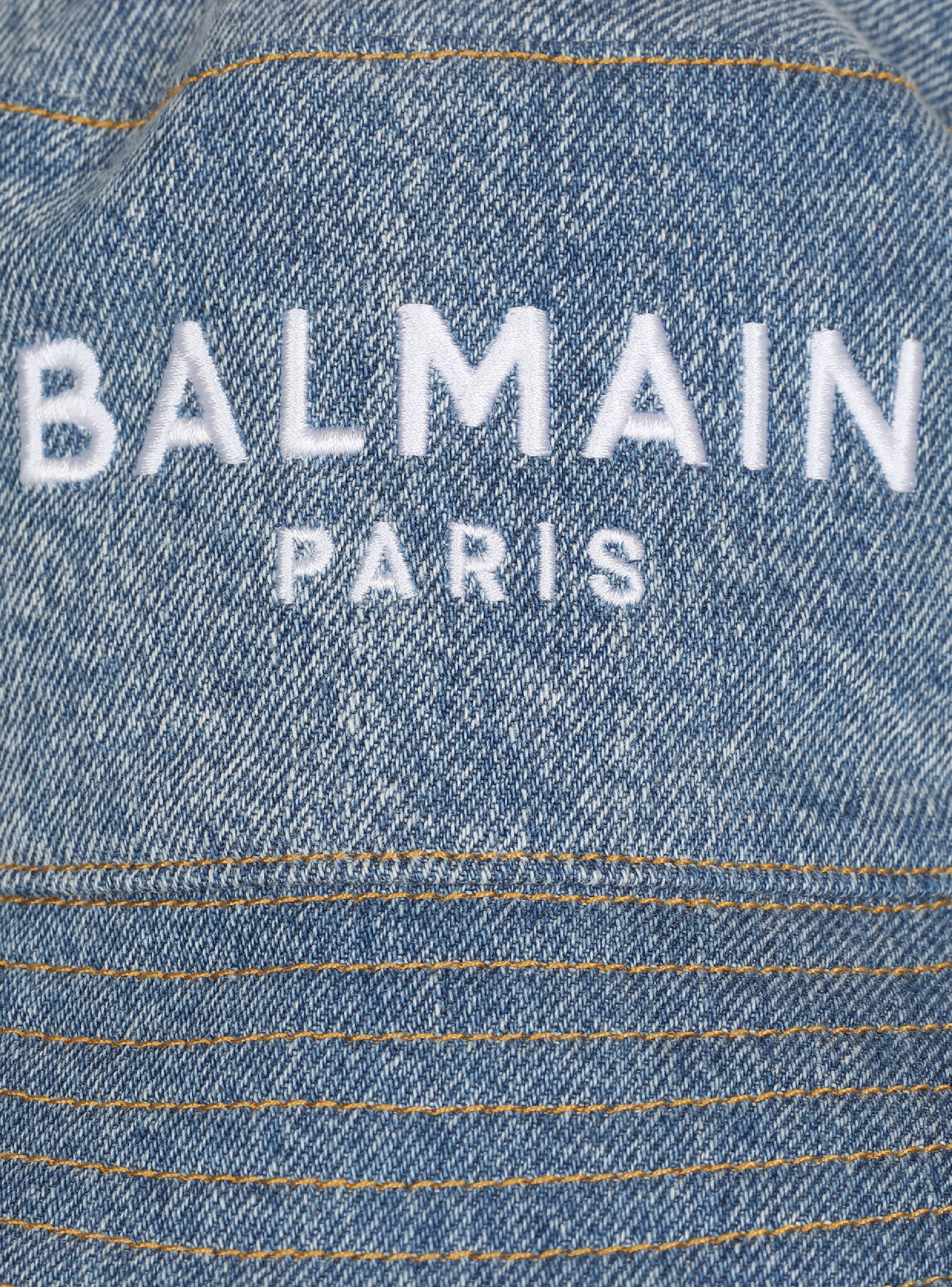 HIGH SUMMER CAPSULE - Denim jean bucket hat with Balmain logo - 3