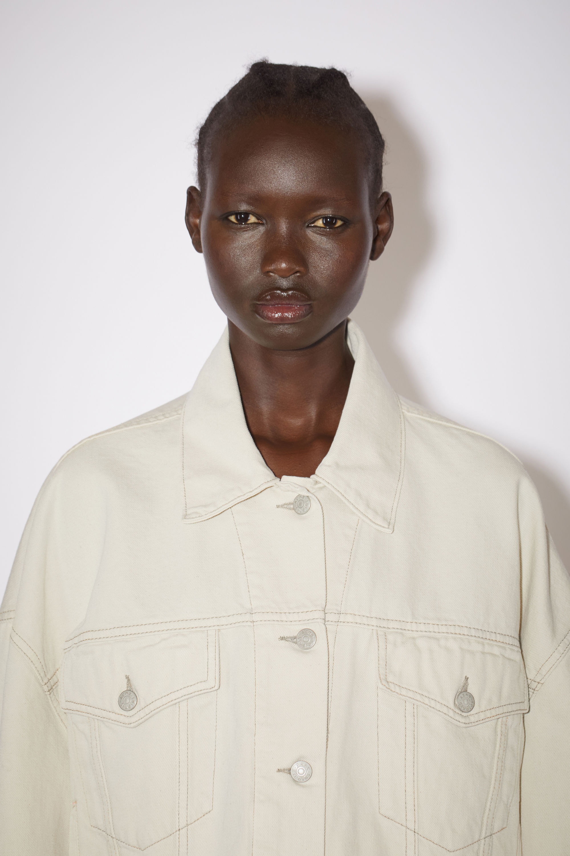Cropped denim jacket - White - 5