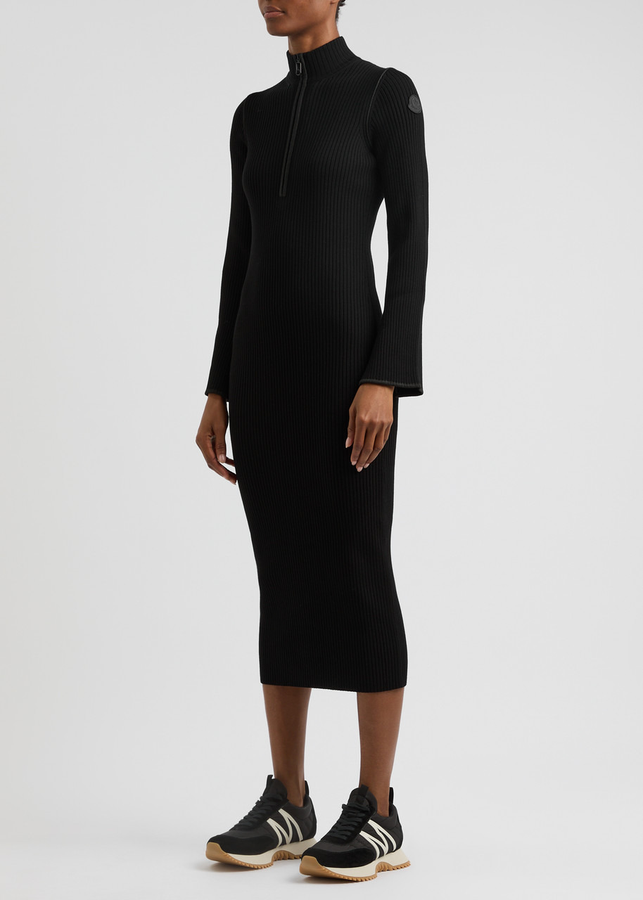 Moncler Logo Ribbed-knit Midi Dress - 2