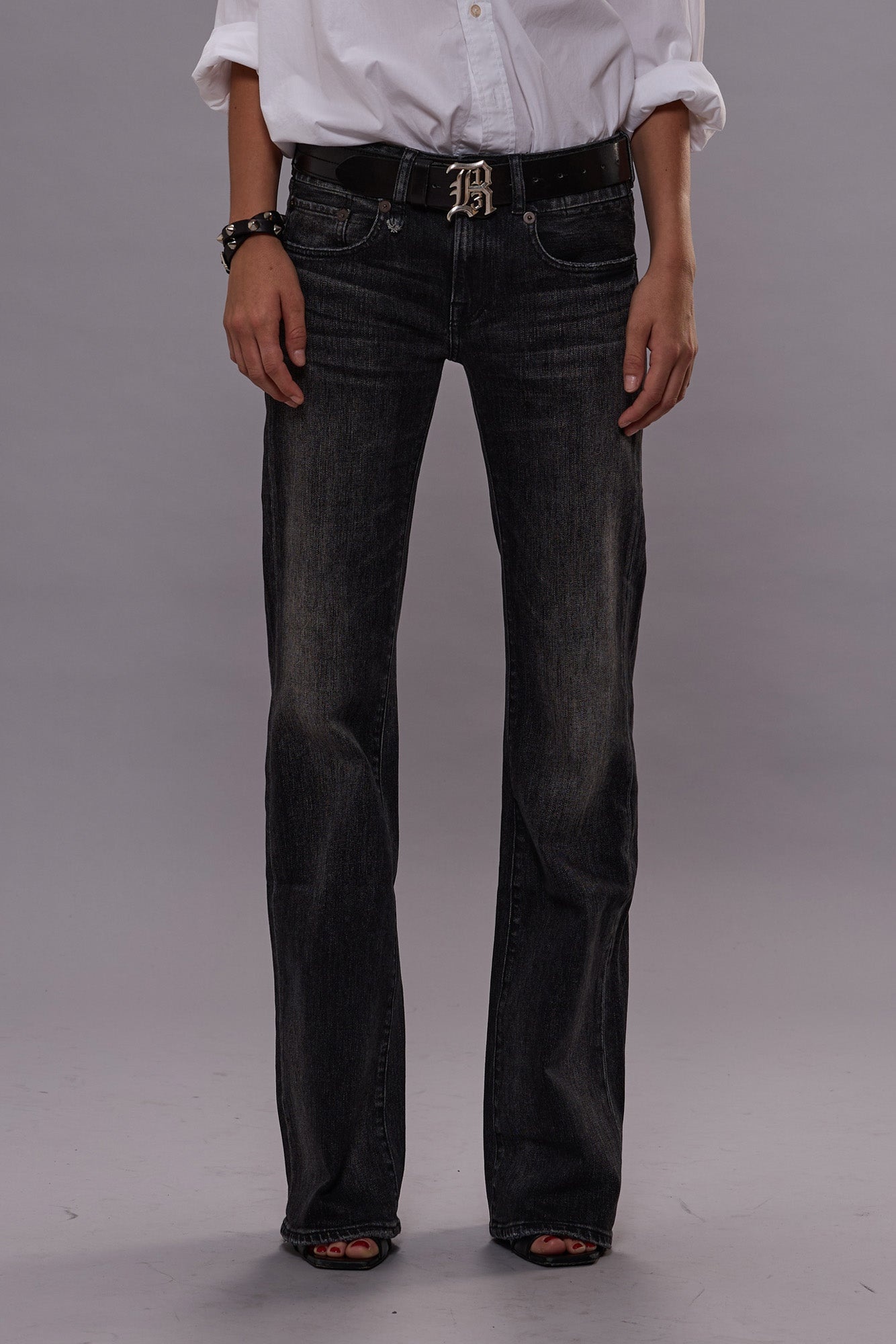 BOY FLARE JEAN - KENNET BLACK STRETCH -R13 - 2