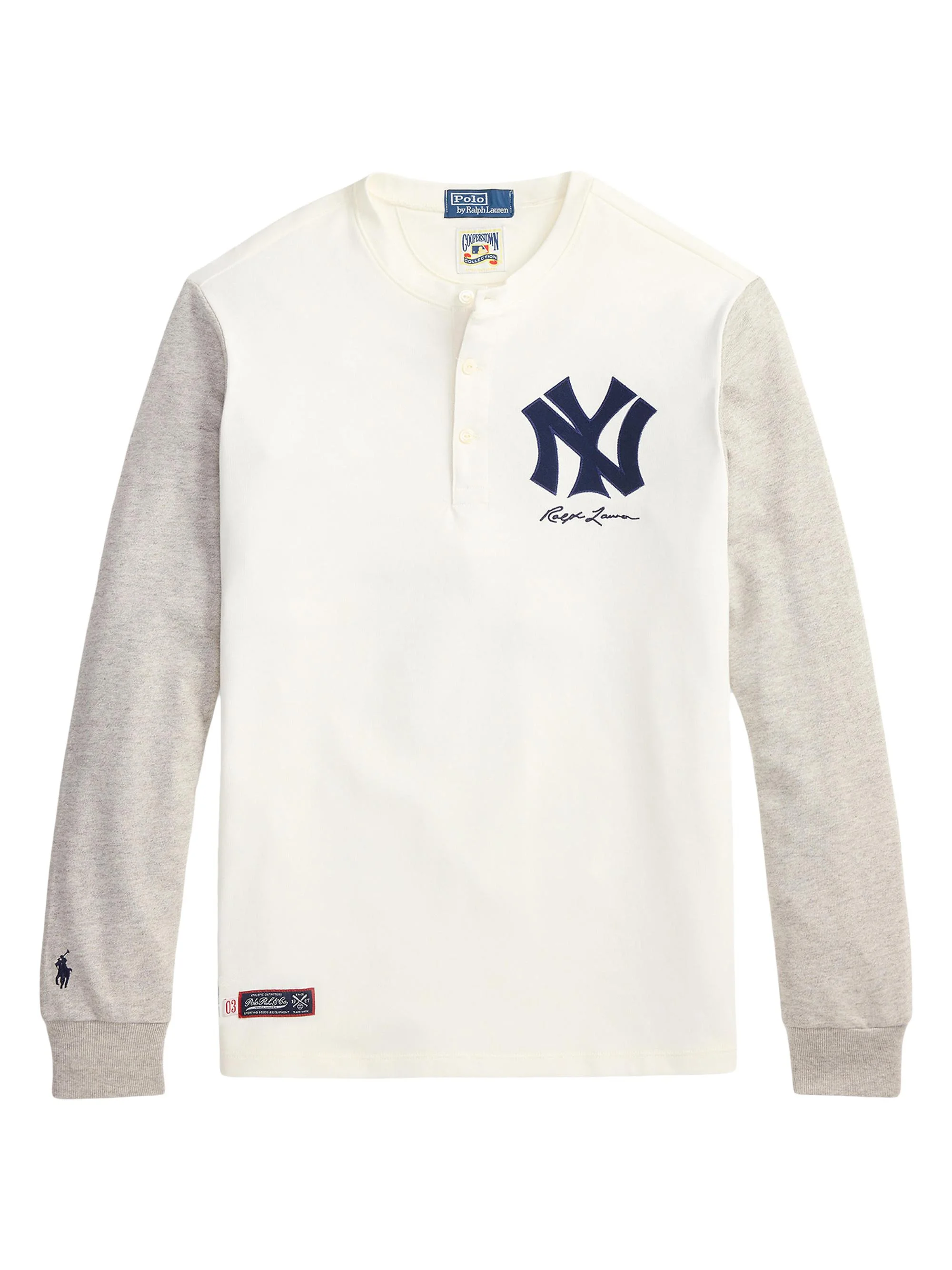 Men's New York Yankees Henley - Deckwash White Brooklyn Heather - 1