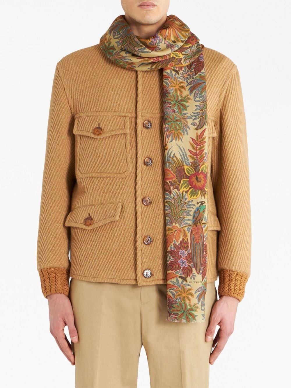 floral-print frayed-edge scarf - 3