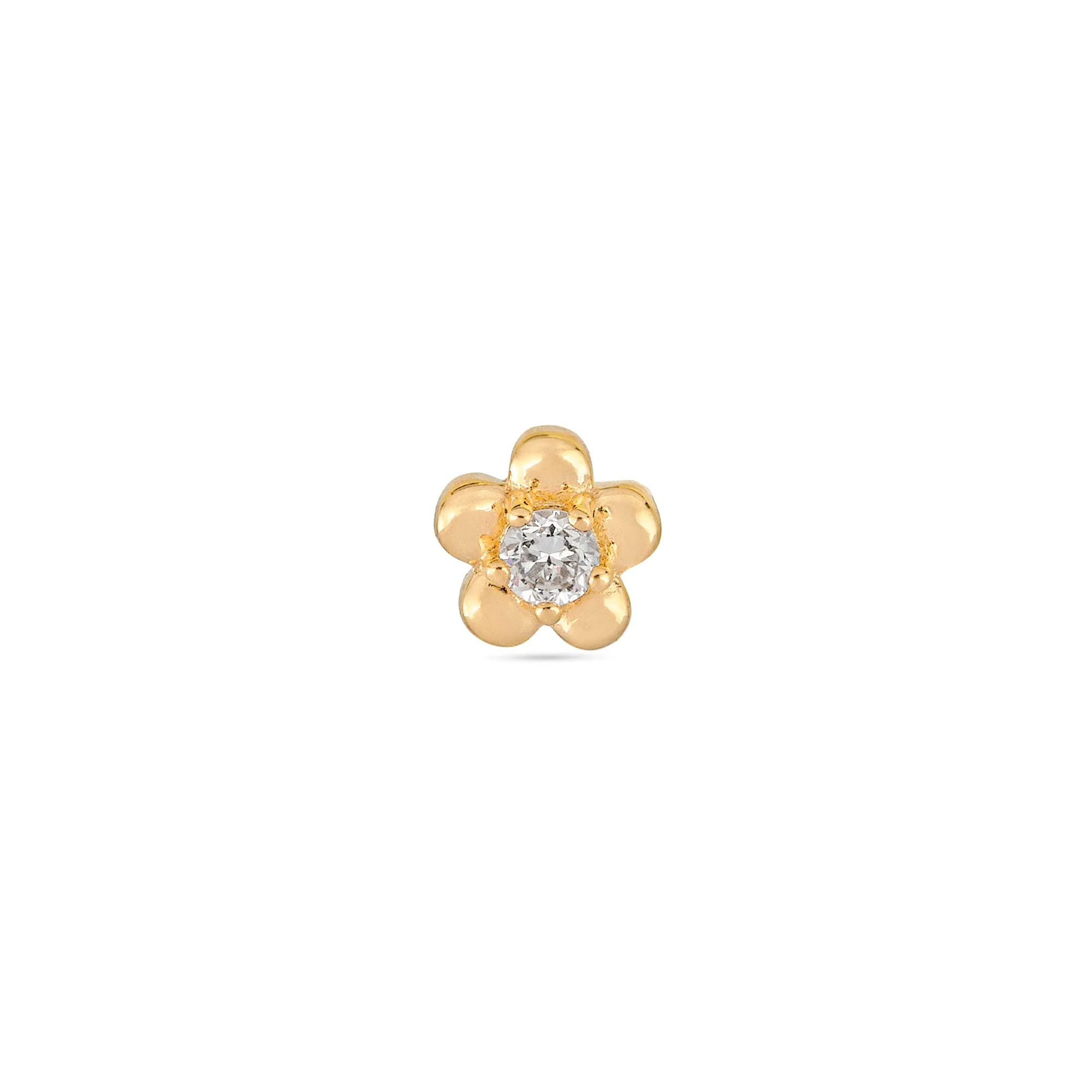 LAB-Created Diamond Flower Push Pin Flat Back - 1