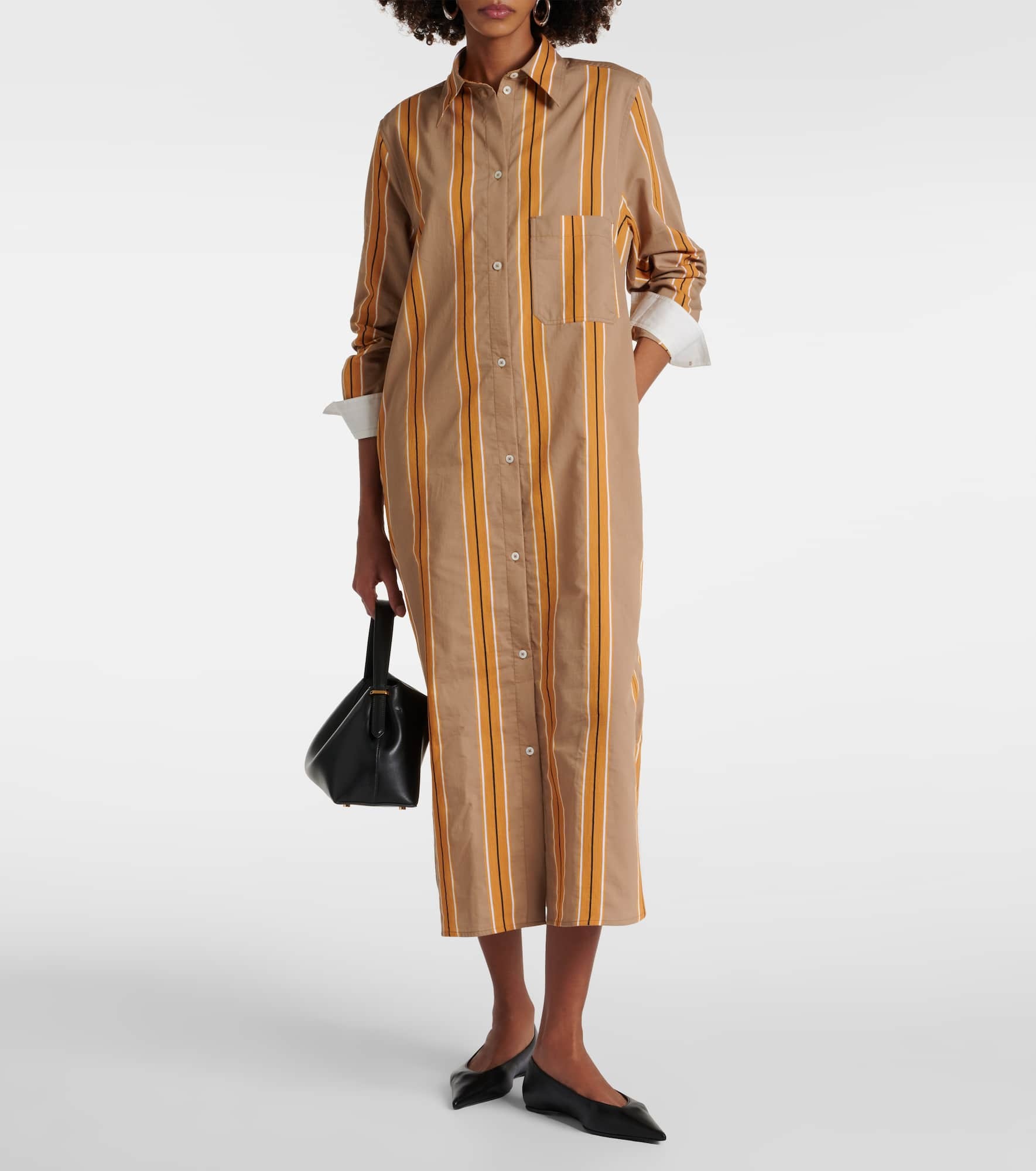 Jacquard striped cotton-blend shirt dress - 2