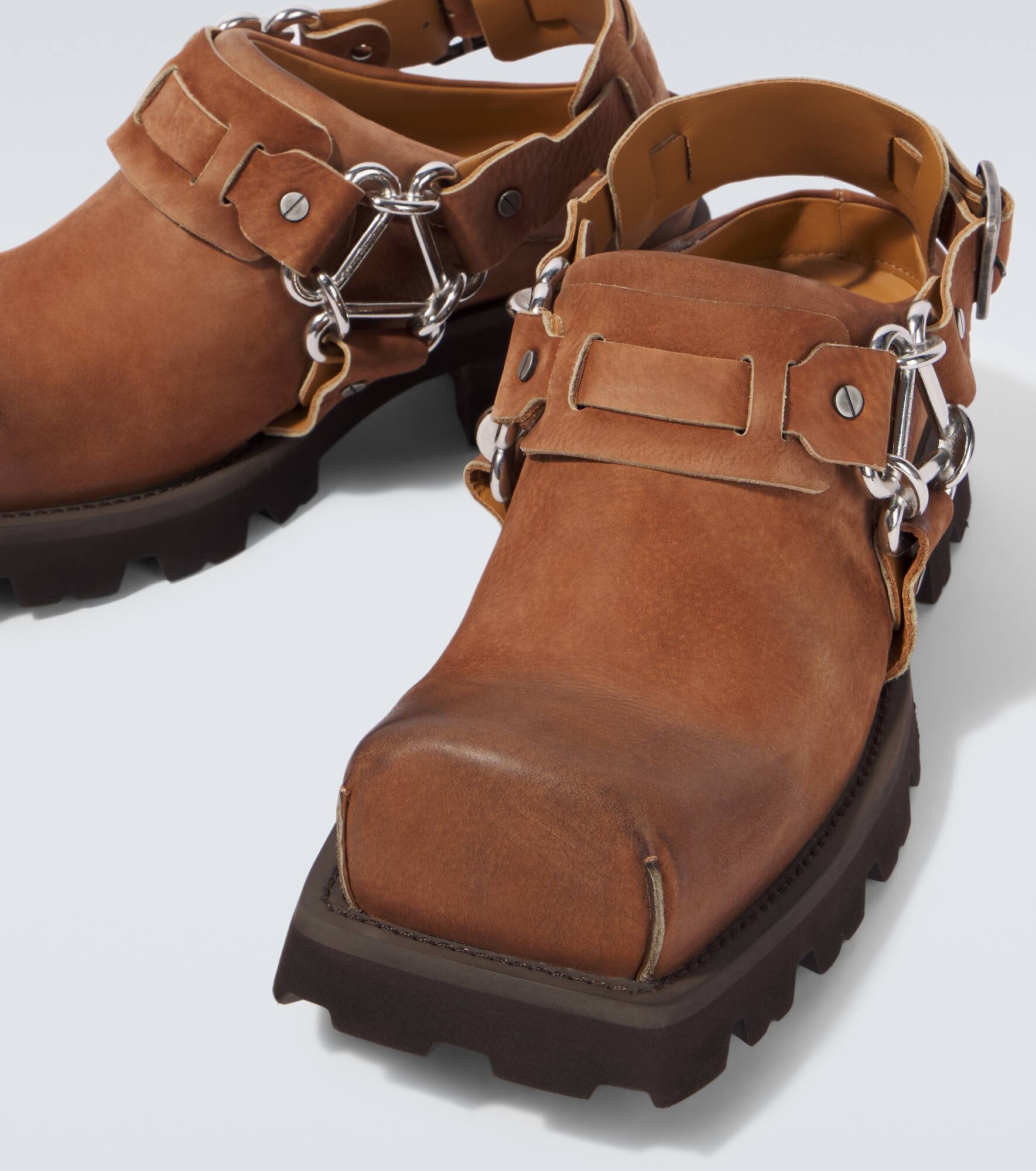 Leather slingback mules - 3