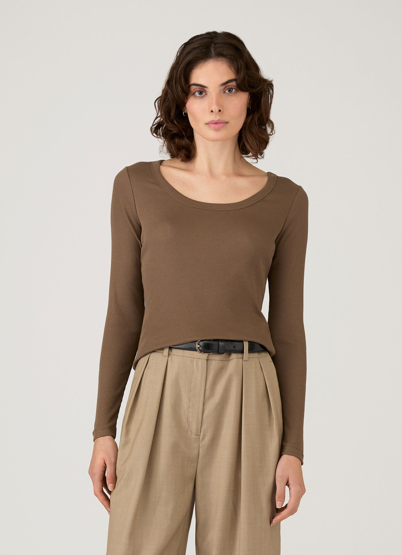 Ribbed Scoop Neck T‑shirt 1