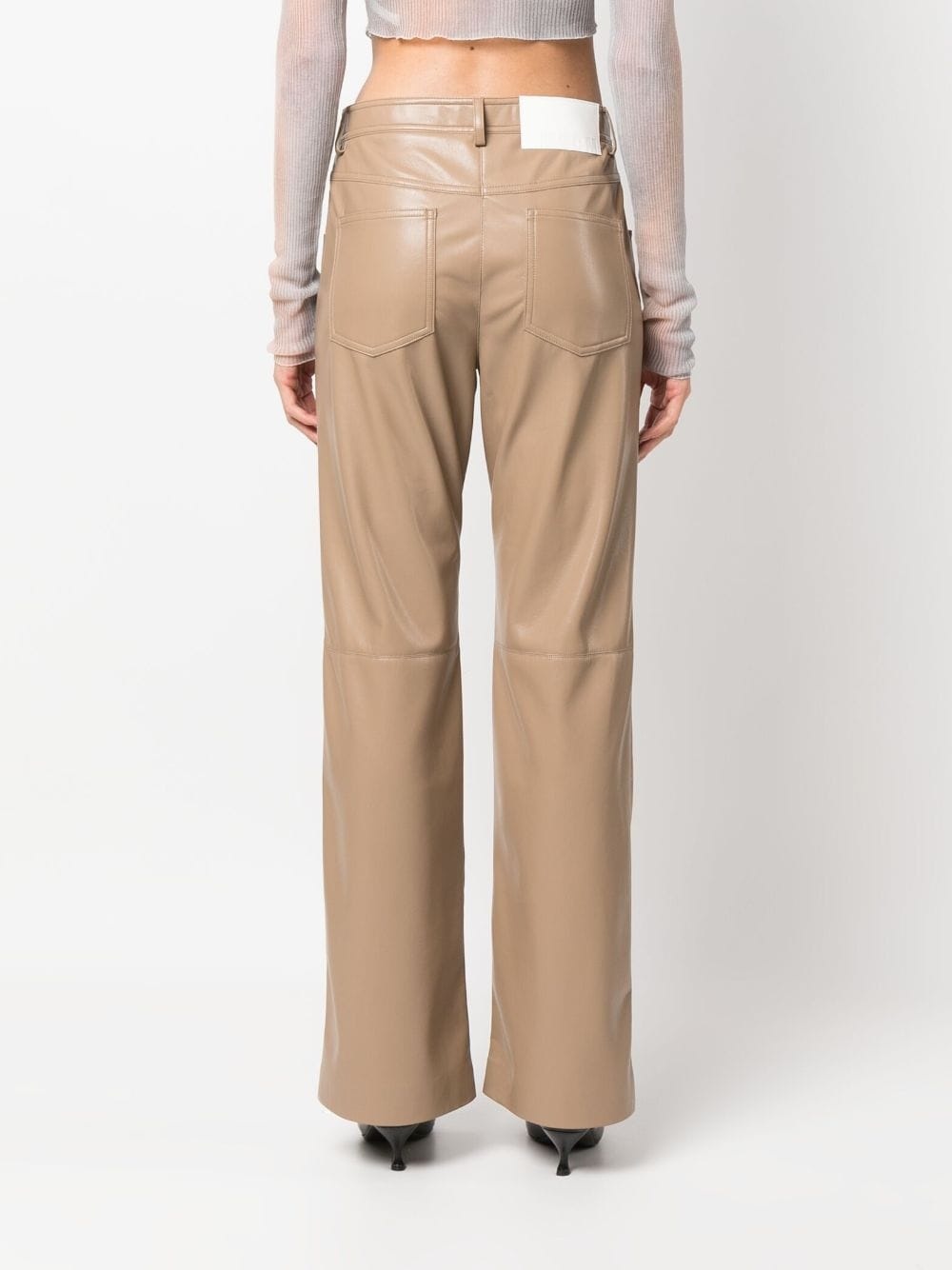 faux-leather straight-leg trousers - 4