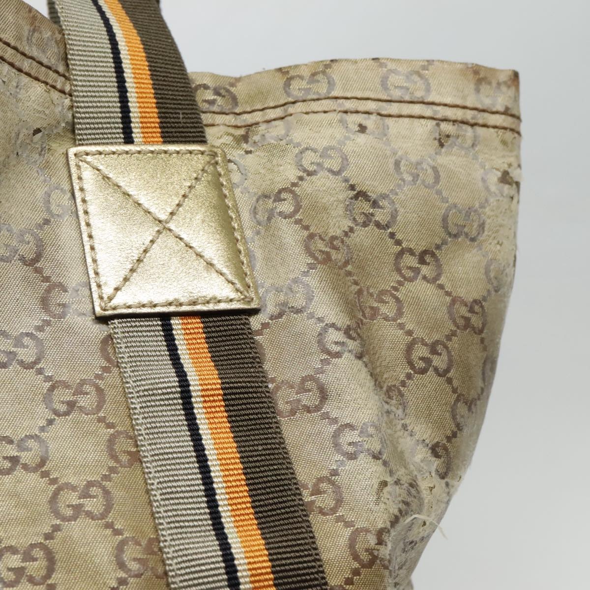 GUCCI GG Canvas Sherry Line Tote Bag Coated Canvas Gold Orange - 4