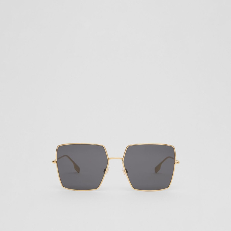 Icon Stripe Detail Square Frame Sunglasses - 1