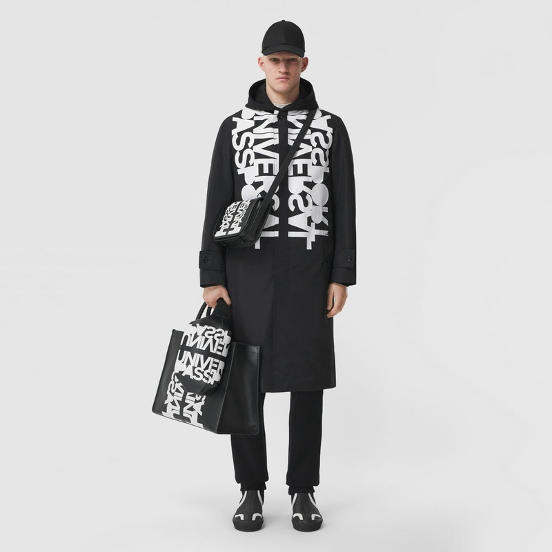Burberry Slogan Print Technical Cotton Car Coat outlook