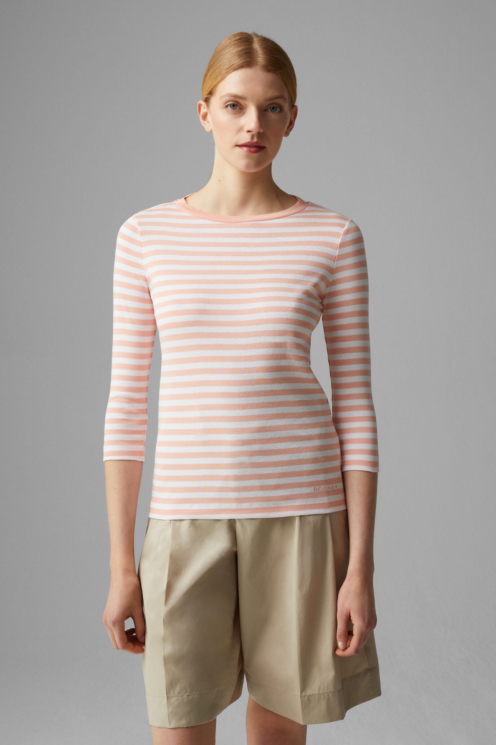Louna Longsleeve in Apricot/White - 2
