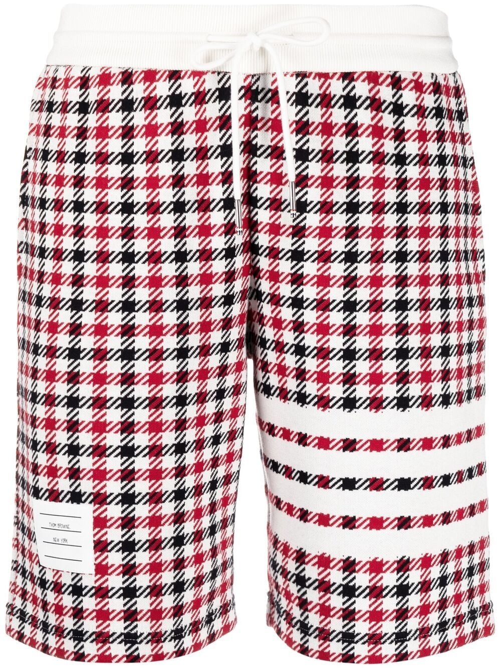 check-pattern logo-patch shorts - 1