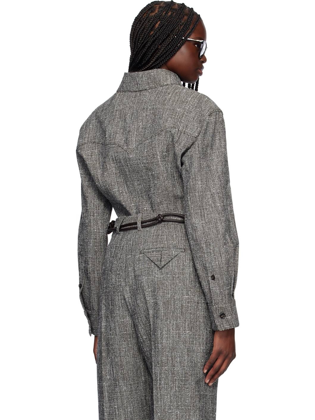 Gray Melange Viscose & Silk Shirt - 3