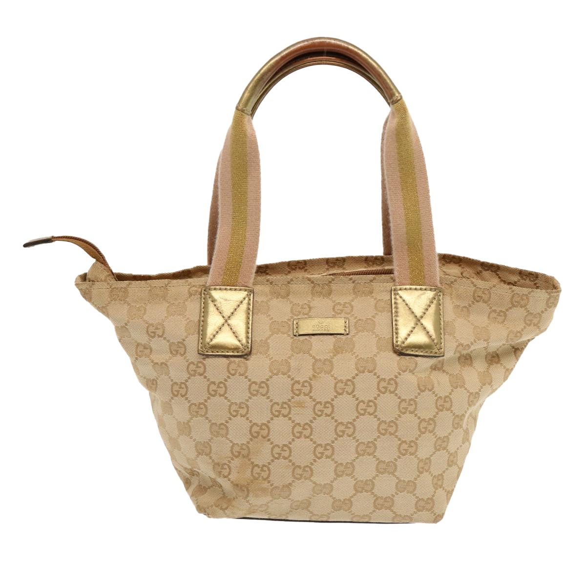 GUCCI GG Canvas Sherry Line Hand Bag Beige Gold Pink - 3
