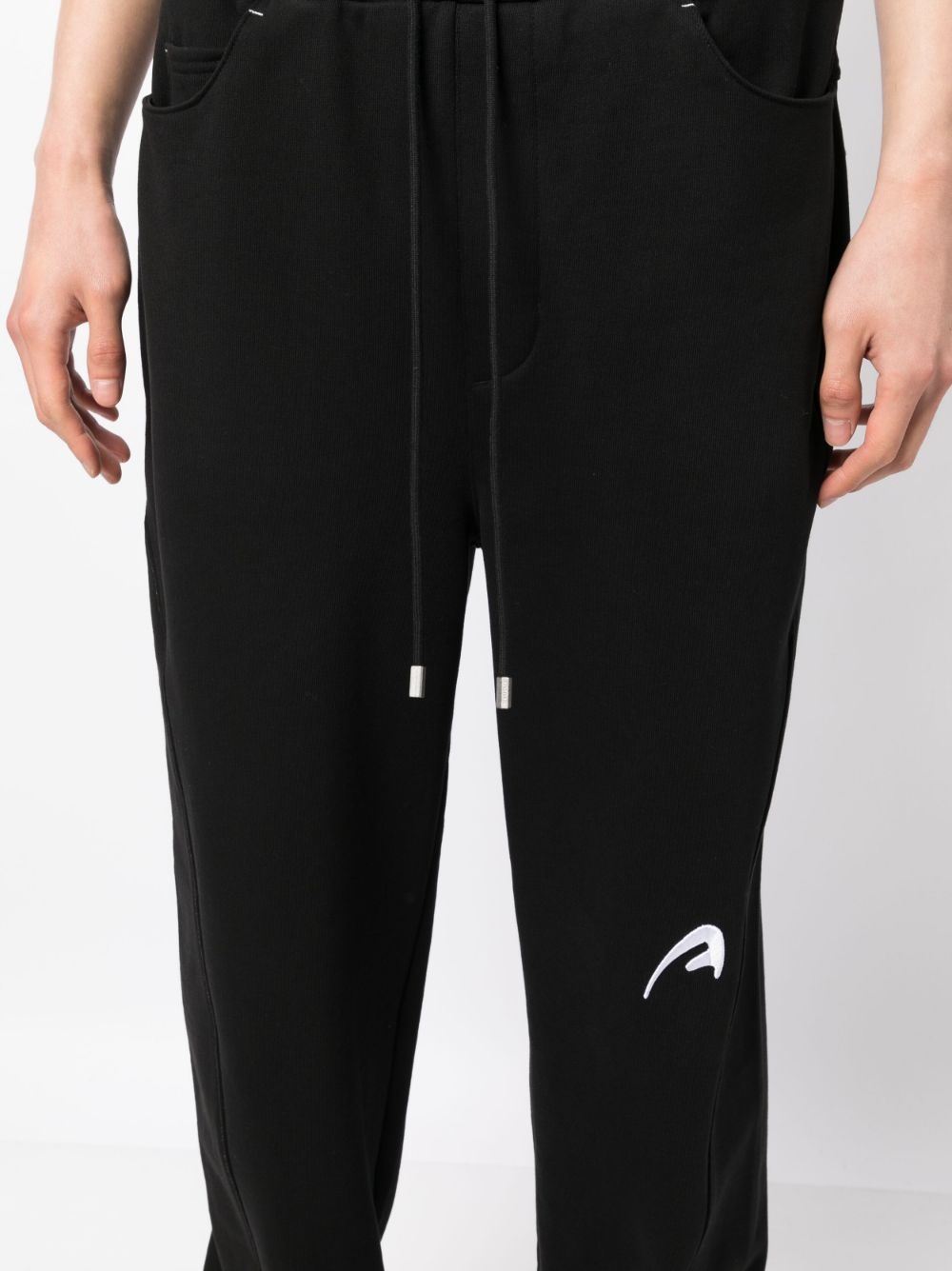 logo-embroidered cotton drawstring trousers - 5