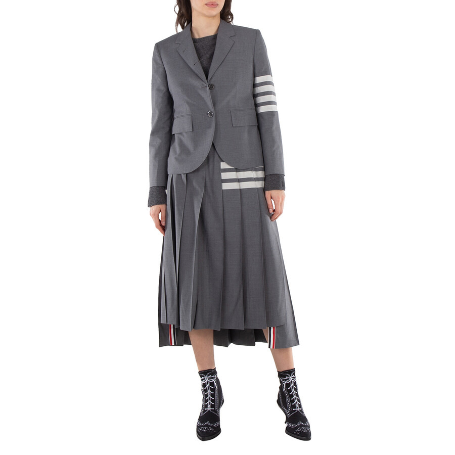Thom Browne Ladies Med Grey 4-Bar Single-Breasted Blazer - 6