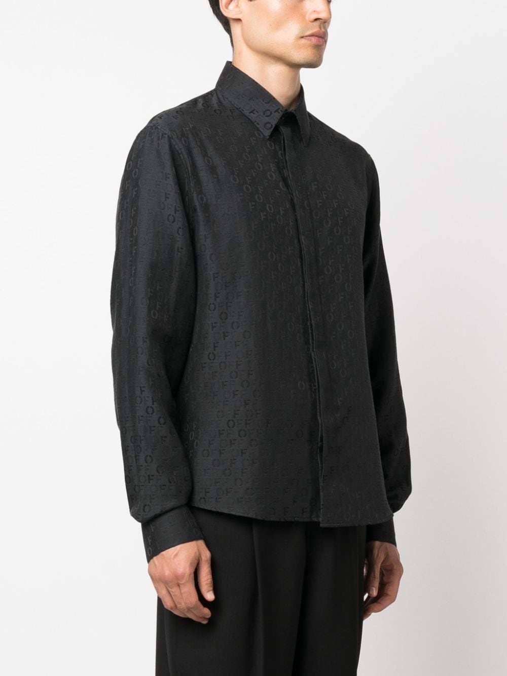 logo-print silk-cotton shirt - 3