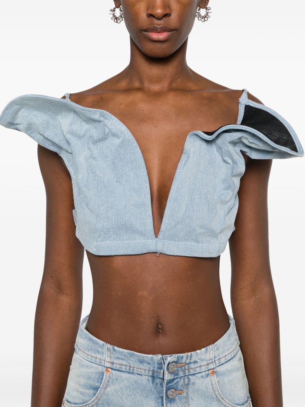 denim crop top - 5